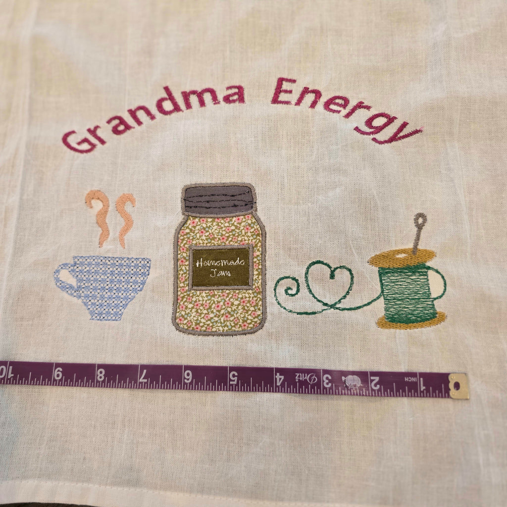 Grandma Energy Flour Sack Towel, Meemaw Vibes Embroidered Kitchen Towel, Yeehaw Meemaw Applique, Grandmacore Gift for Gardener Canner