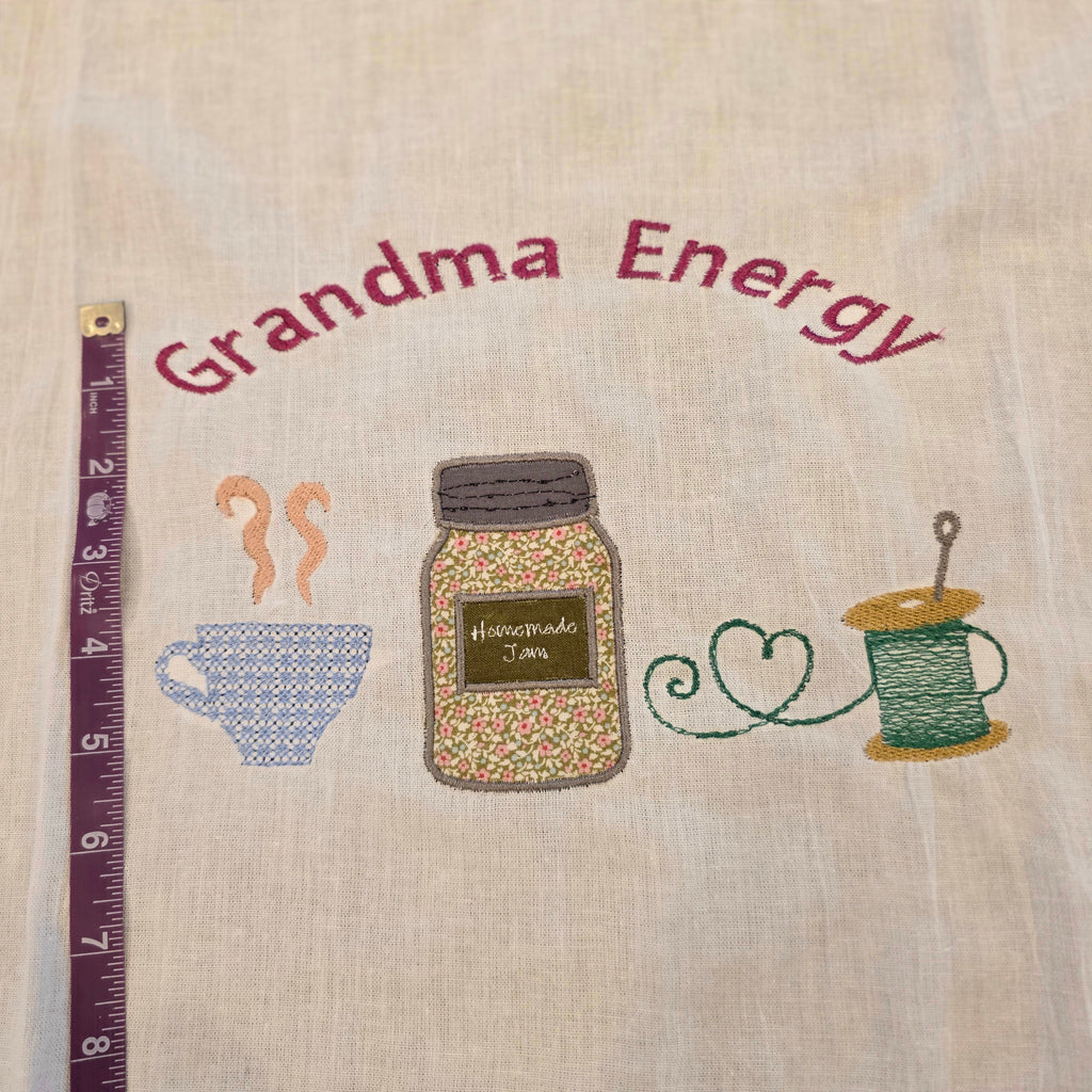 Grandma Energy Flour Sack Towel, Meemaw Vibes Embroidered Kitchen Towel, Yeehaw Meemaw Applique, Grandmacore Gift for Gardener Canner