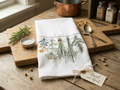 Embroidered Herb Kitchen Towel — Handmade