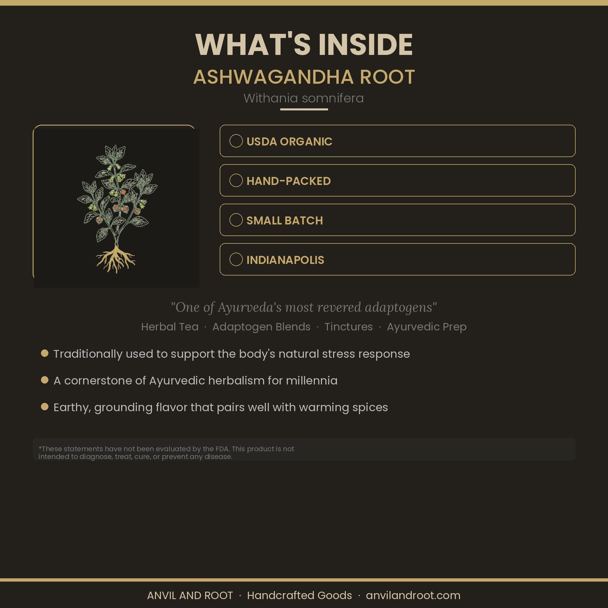 Ashwagandha Root — Cut & Sifted, Organic