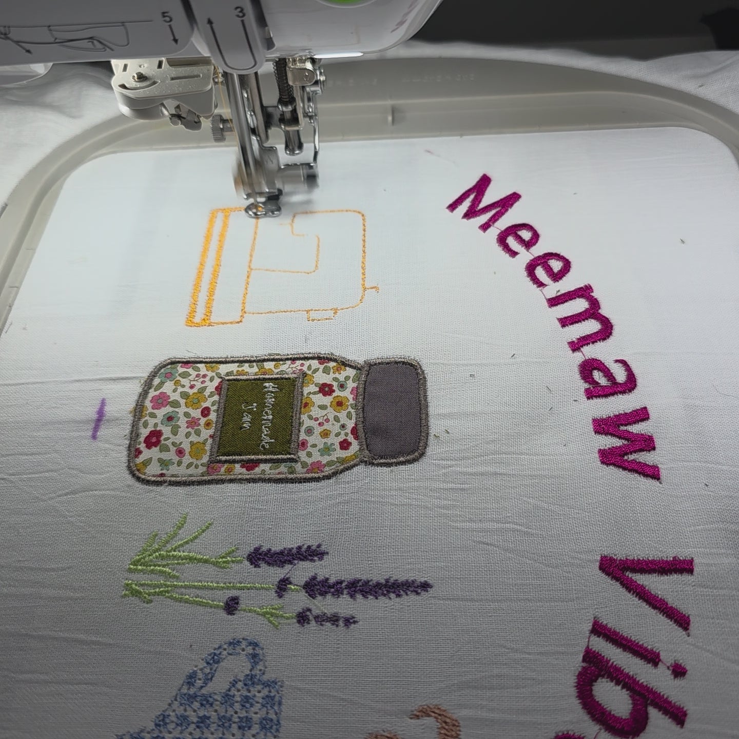 Grandma Energy Flour Sack Towel, Meemaw Vibes Embroidered Kitchen Towel, Yeehaw Meemaw Applique, Grandmacore Gift for Gardener Canner