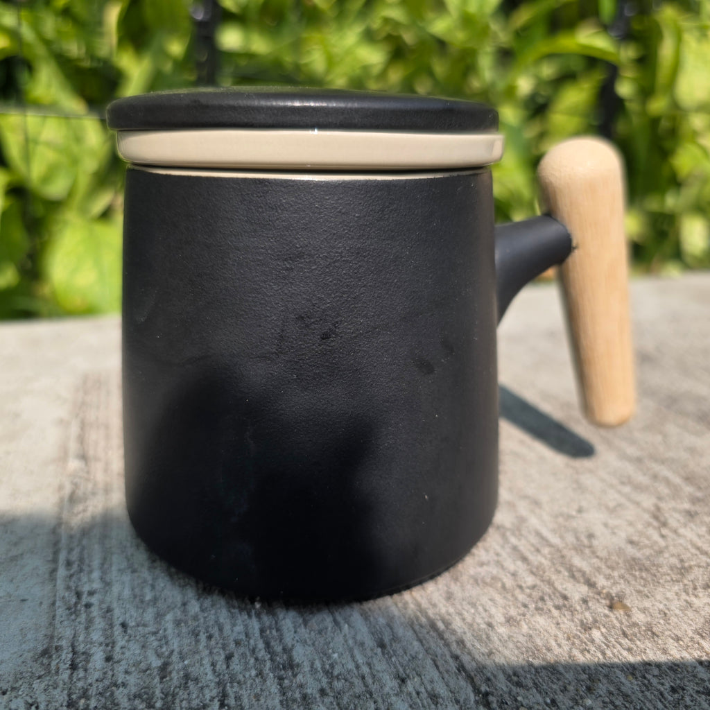 The Ultimate Steeping Mug - 12 oz Ceramic - Wood Handle with Strainer & Lid