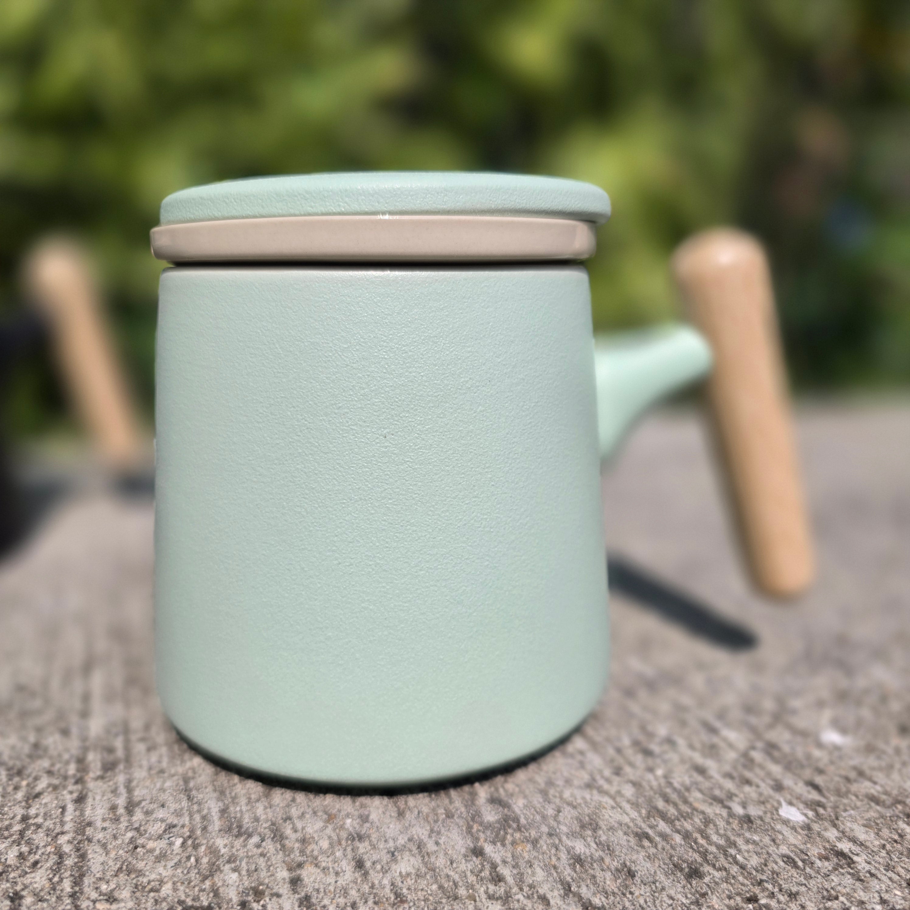 The Ultimate Steeping Mug - 12 oz Ceramic - Wood Handle with Strainer & Lid