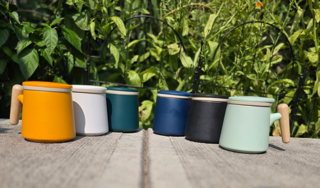 The Ultimate Steeping Mug - 12 oz Ceramic - Wood Handle with Strainer & Lid