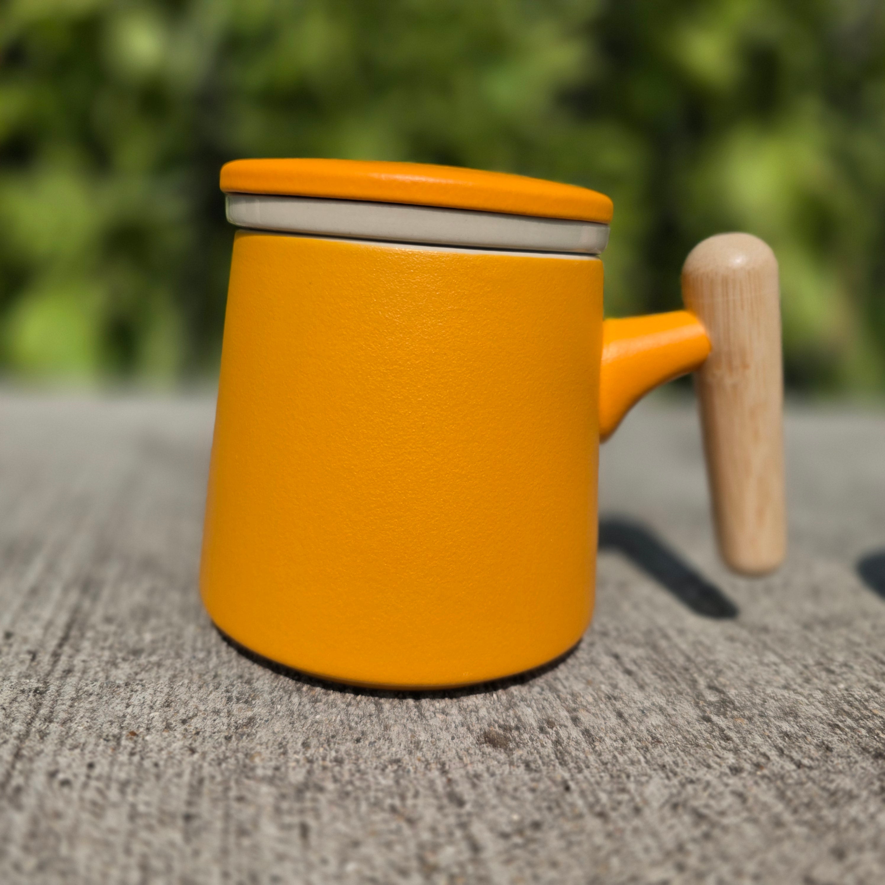 The Ultimate Steeping Mug - 12 oz Ceramic - Wood Handle with Strainer & Lid