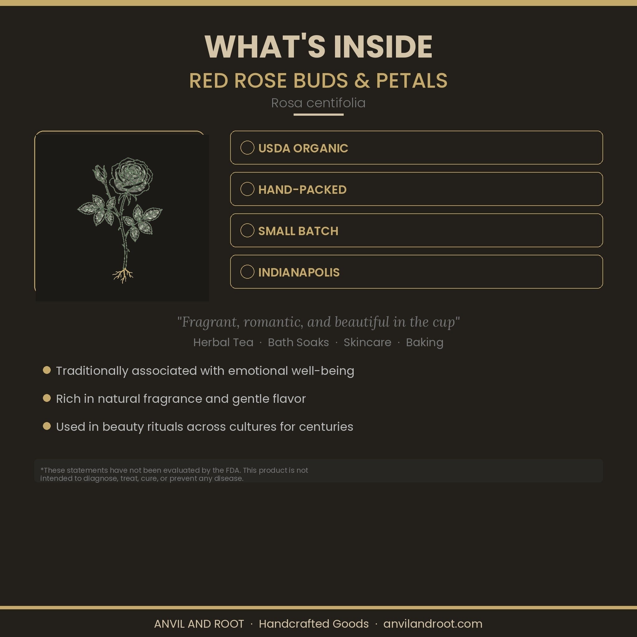 Red Rose Buds & Petals — Organic