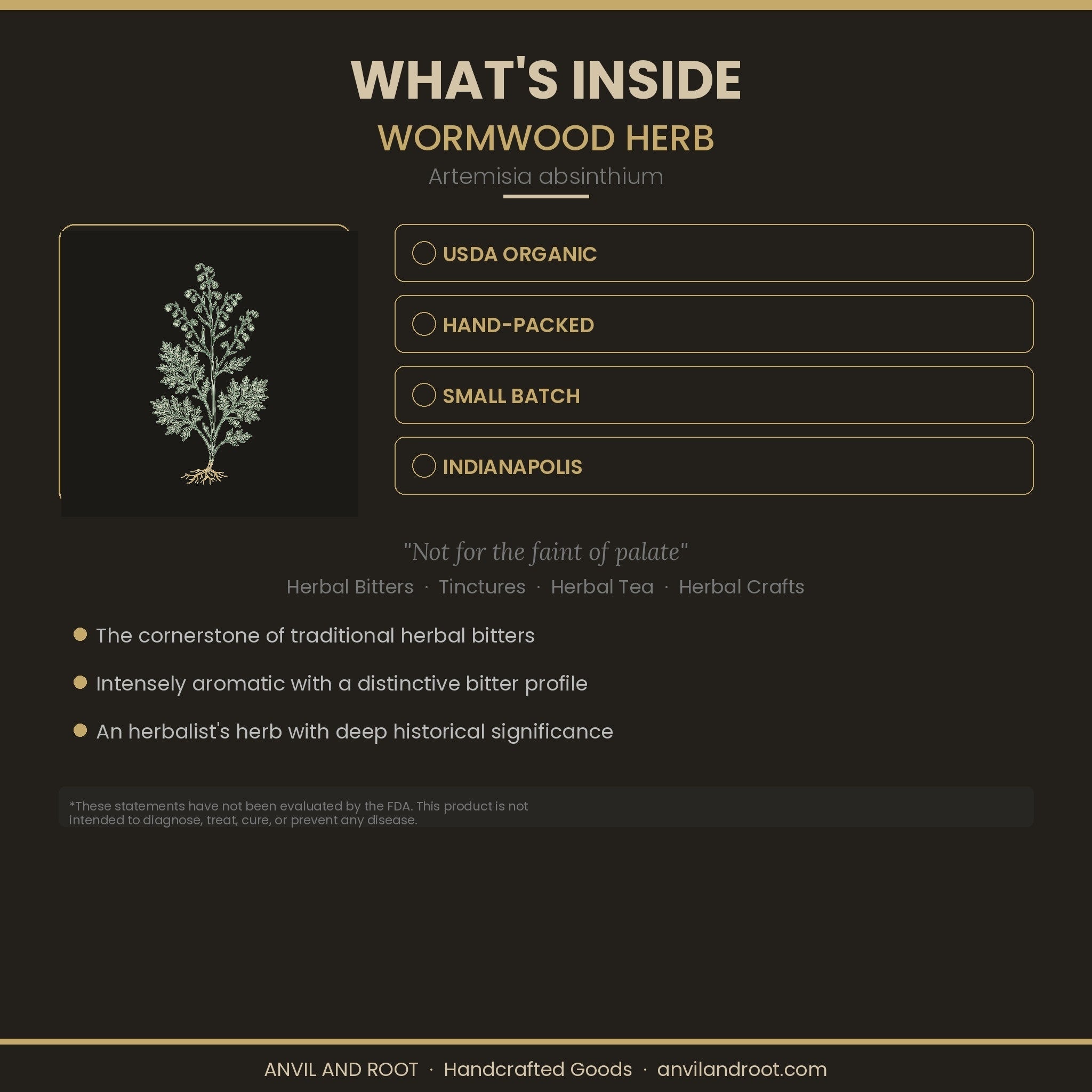 Wormwood Herb — Cut & Sifted, Organic